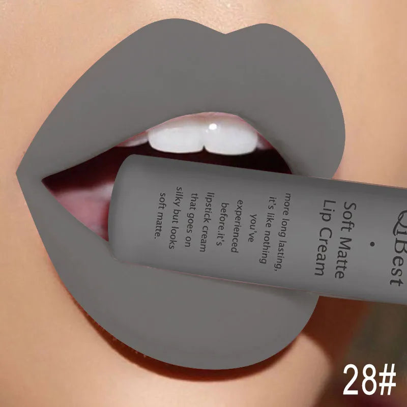QIBEST Sexy Samt Matte Lip Gloss Flüssigen Lippenstift Lipgloss Schönheit Rot Nude Wasserdicht Langlebig Lip Stain Make-Up Für Frauen