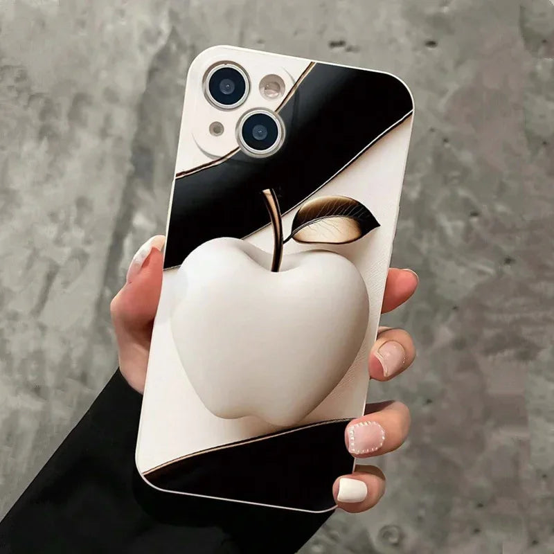 Luxuriöse Handyhülle mit Fruchtdruck für iPhone 16 15 14 13 12 11 X XR XS SE2 8 7 Plus Pro Max Mini Straight-Edge-Silikon-Rückseite