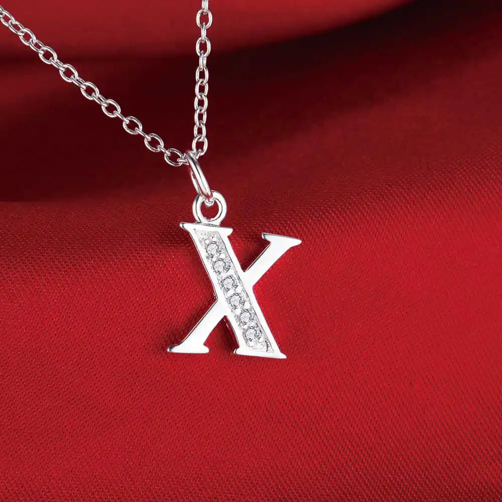 26 Buchstaben 925 Sterling Silber Halskette Anhänger Zirkon für Frauen exquisite Student Freundin Schmuck Zubehör Hochzeitsgeschenk