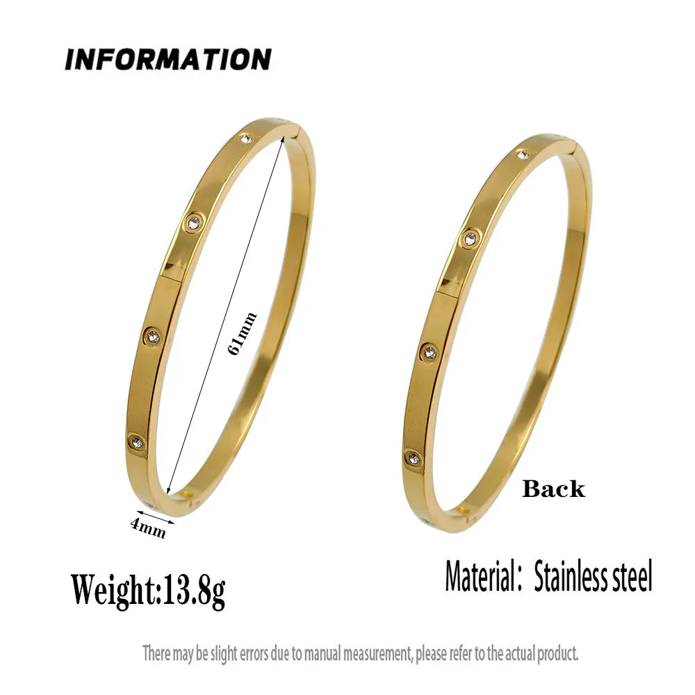 Exquisites Armband aus 18 Karat vergoldetem Edelstahl: glitzernde Dekoration, geeignet für formelle Hochzeiten, modischer Handgelenkschmuck