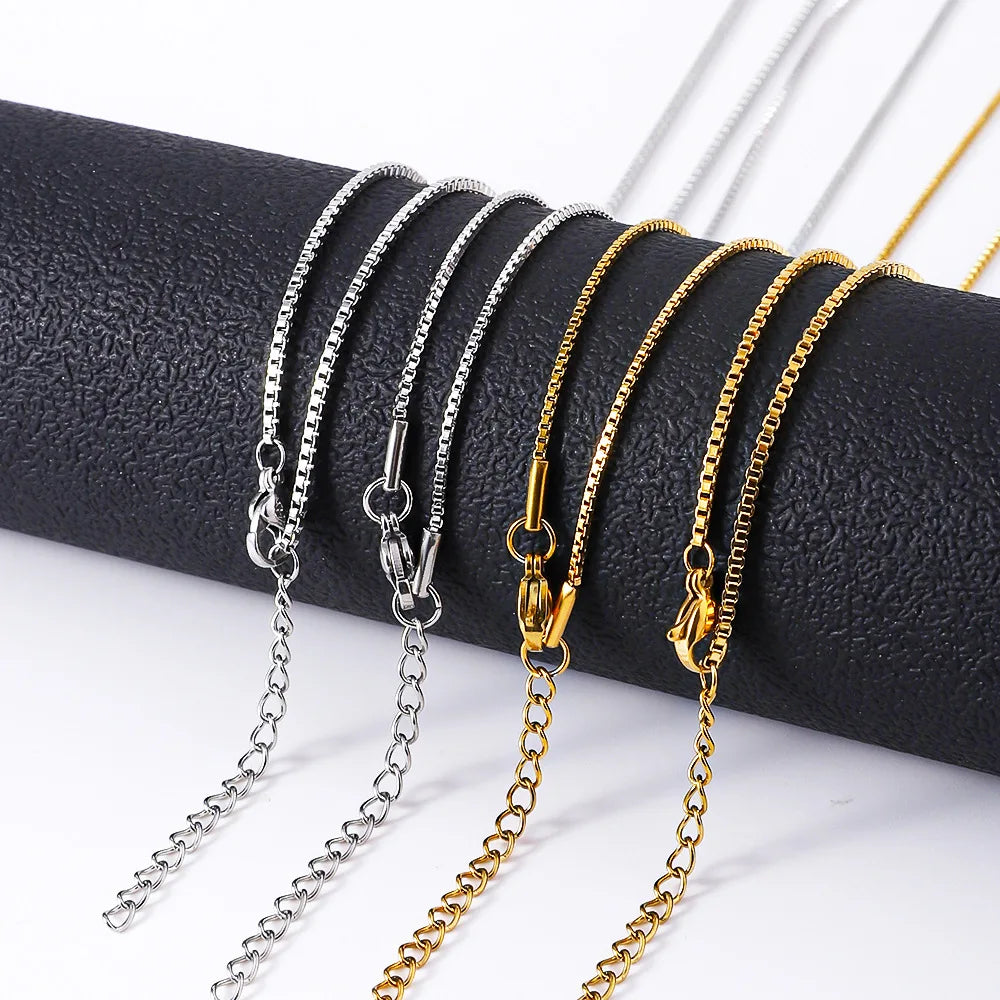 1,2mm Einfache Edelstahl Box Kette Halskette Gold Farbe Titan Stahl Männer Halskette Mode Frauen Schmuck Trend Zubehör