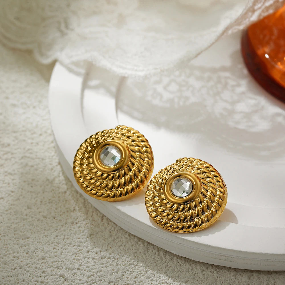 Mode Glänzende Drei-Schicht Strukturierte Kreuzung Knoten Ohrringe für Frauen Gold Farbe Edelstahl Ohrring Vintage-Schmuck Geschenk