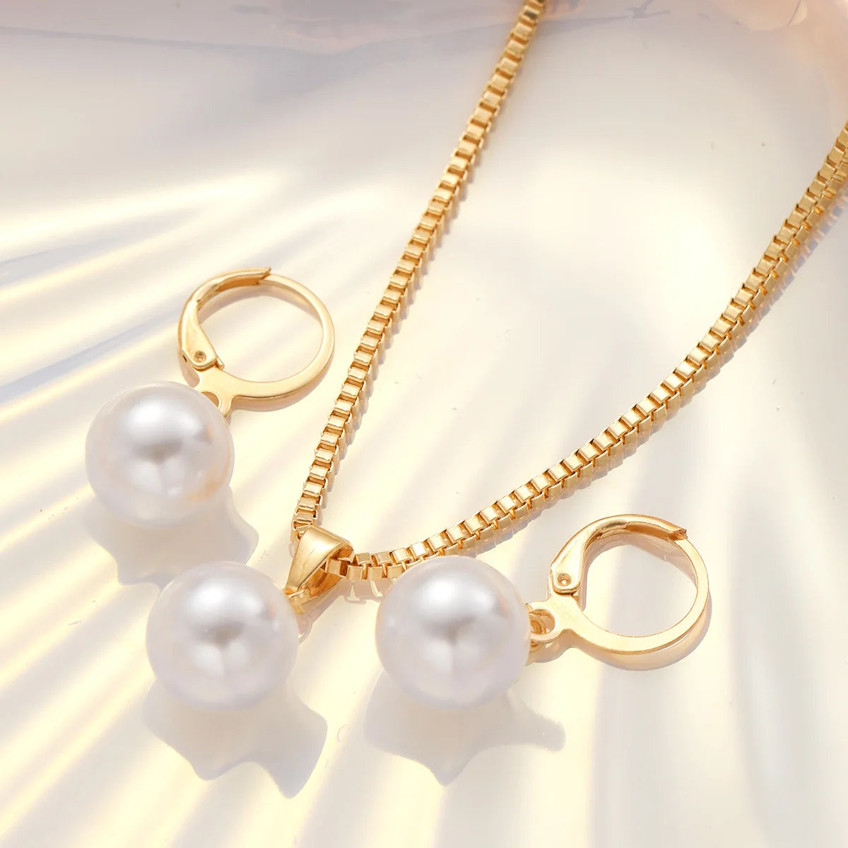 Mode Perlen Schmuck Set Für Frauen Baumeln Ohrringe Anhänger Halskette Einfache Zierliche Täglichen Tragen Outfit Party Zubehör