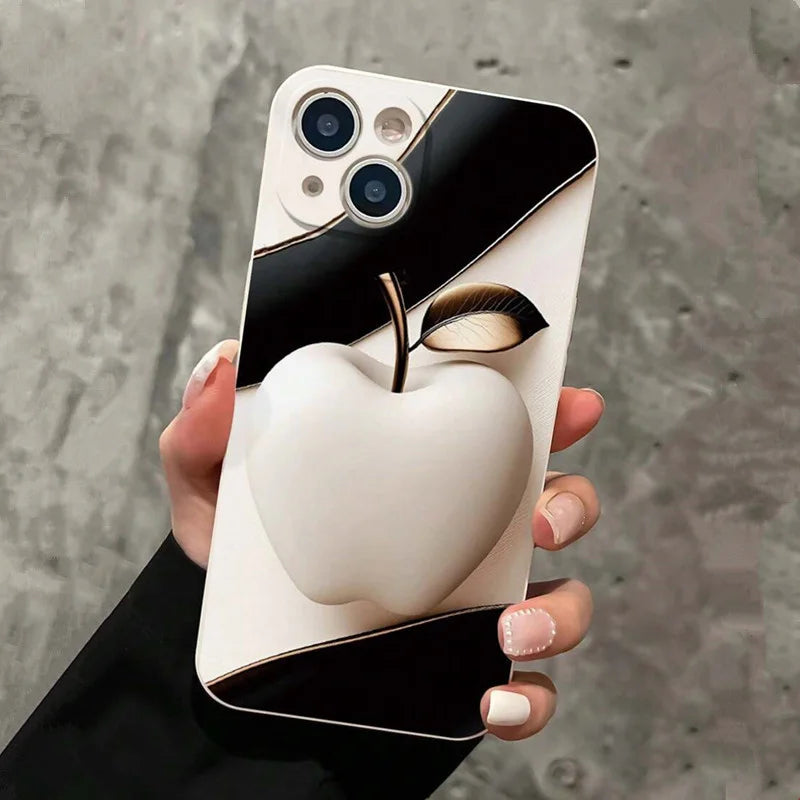 Luxuriöse Handyhülle mit Fruchtdruck für iPhone 16 15 14 13 12 11 X XR XS SE2 8 7 Plus Pro Max Mini Straight-Edge-Silikon-Rückseite