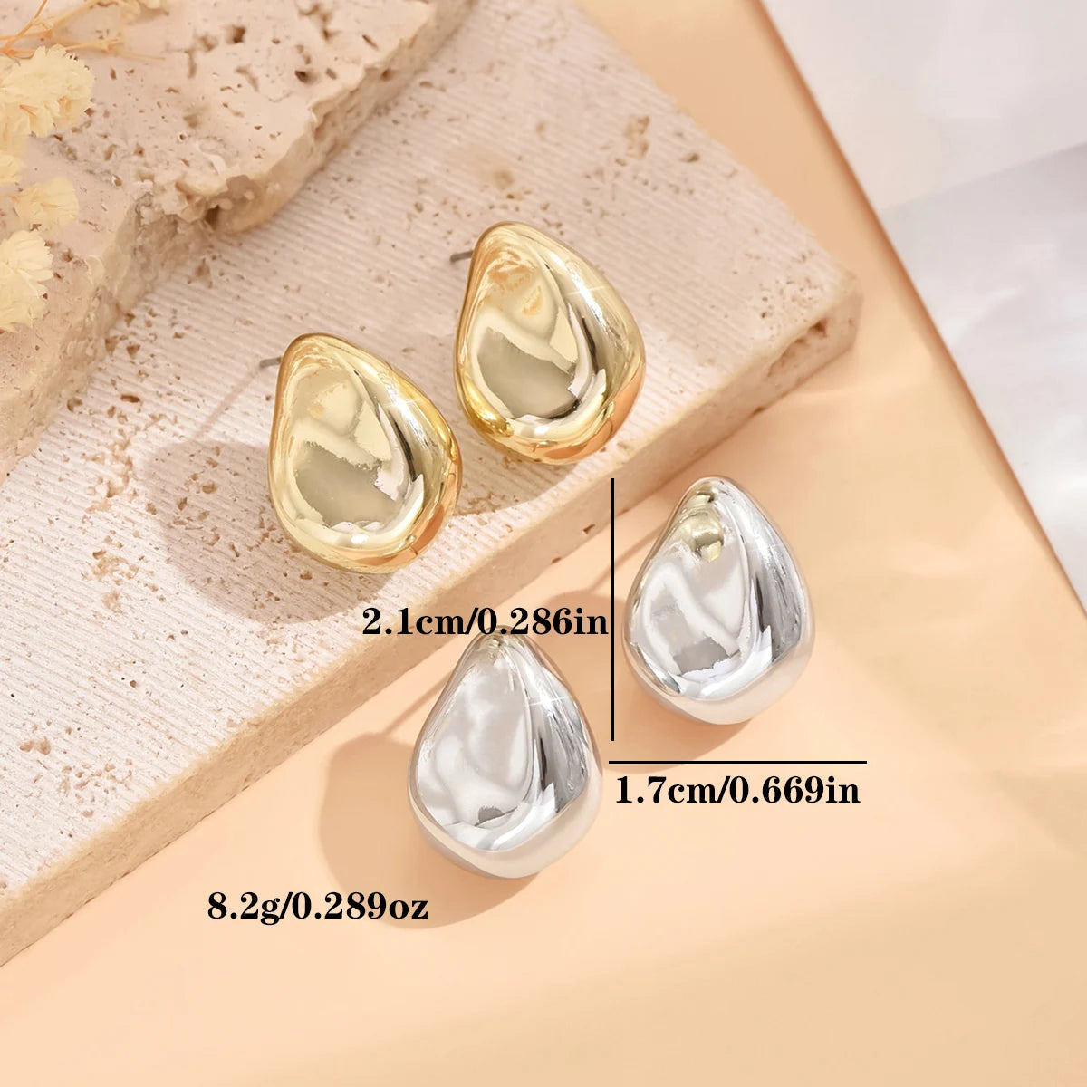 Natura Sabi Geometrische unregelmäßige metallische Farbohrringe für Frauen 2024, minimalistischer Stil, Persönlichkeitsohrringe, trendiger Schmuck, Geschenk