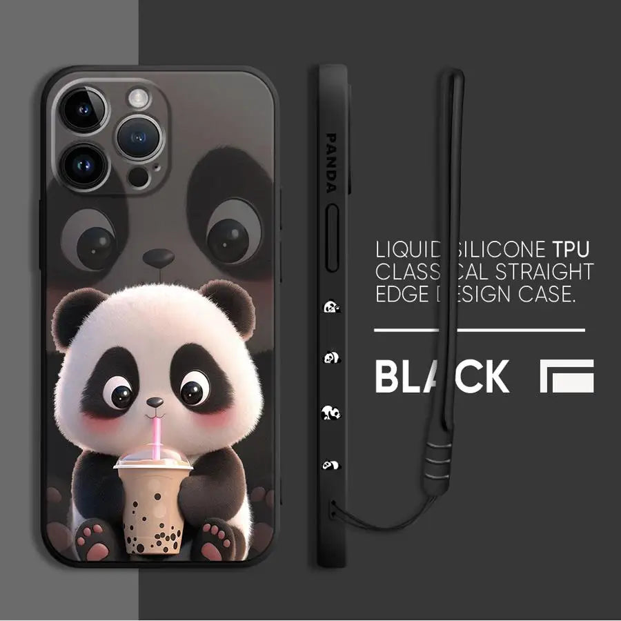 Süße Panda iPhone Hülle – Weiches Silikon Case – für iPhone 7–16 Pro / 14 Pro Max / 15 Plus / SE / XR / XS Max / 12 Mini