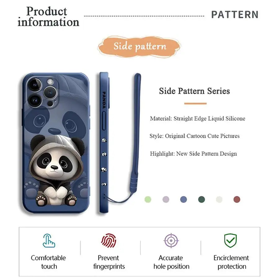 Süße Panda iPhone Hülle – Weiches Silikon Case – für iPhone 7–16 Pro / 14 Pro Max / 15 Plus / SE / XR / XS Max / 12 Mini
