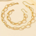 2-teiliges Set Goldfarbene Gliederkette Halskette Armband Set Punk-Armband Große Gliederkette Dubai Afrika Party Schmuckset Geschenk für Frauen