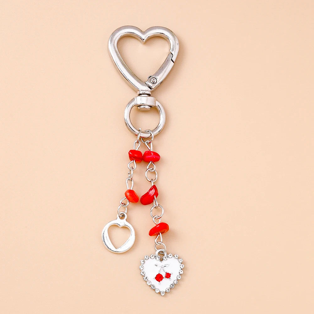 Süße Schleife Liebe Herz Schlüsselanhänger Kristall Perle Schlüsselanhänger Anhänger für Frauen Mädchen Handtasche Dekor DIY handgemachte Schlüsselanhänger Geschenke