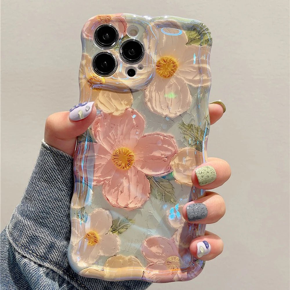 Retro-Ölgemälde iPhone Hülle – Luxuriöser Blumendruck, Stoßfest, für iPhone 11–16 Pro Max