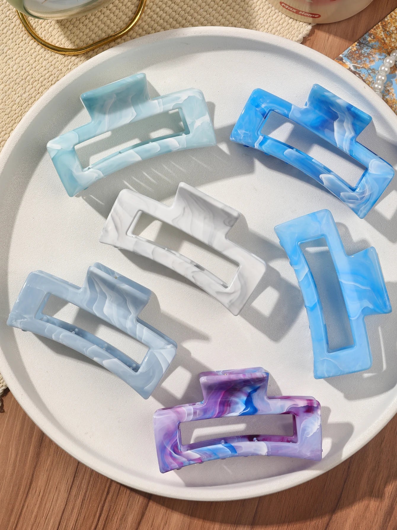 Große Marmor-Haarklammern 2er-Set – Starker Halt für dickes Haar