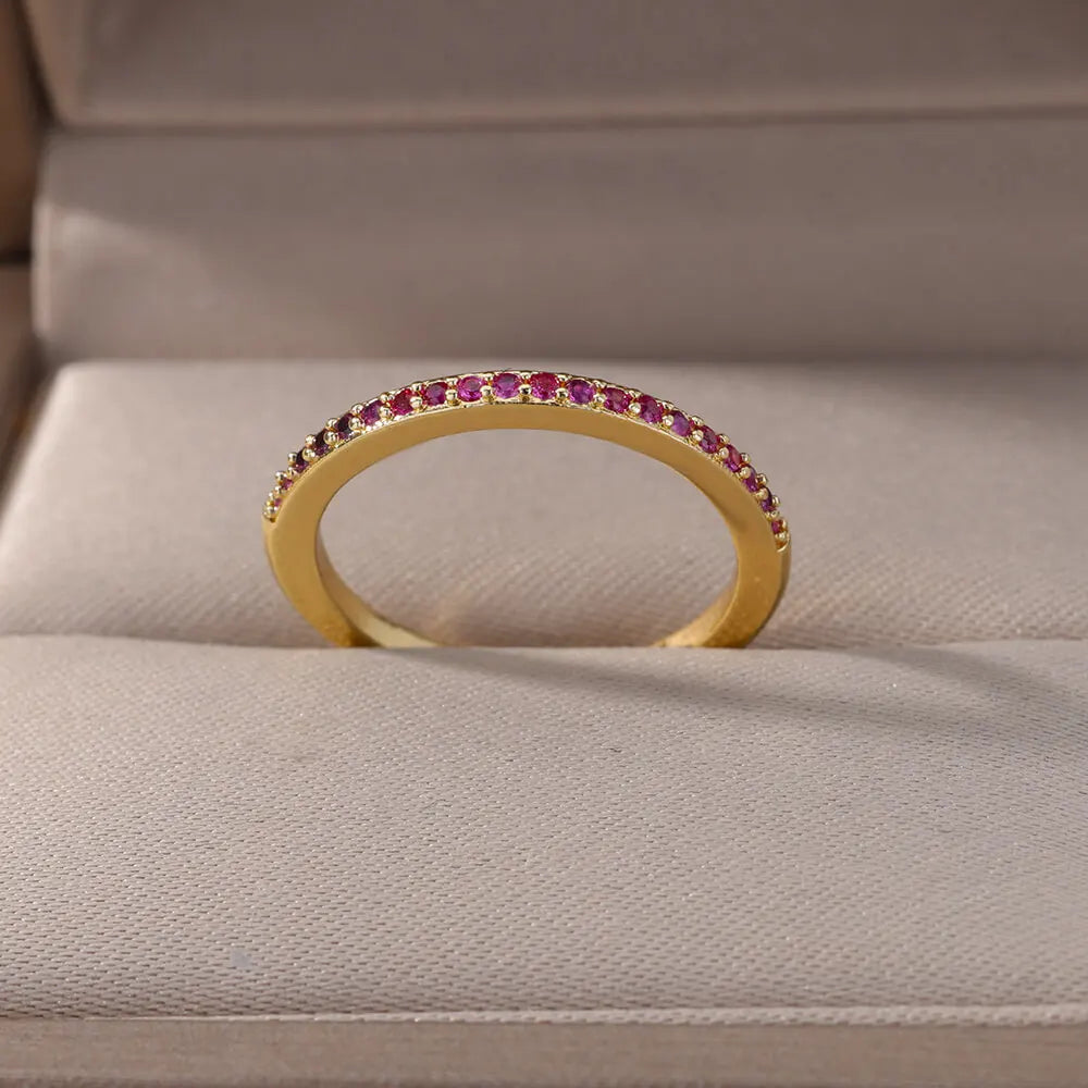 Mini Zirkon Grüne Ringe Für Frauen Edelstahl Gold Farbe Einstellbare Finger Ring Verlobung Hochzeit Weihnachten Schmuck Geschenk