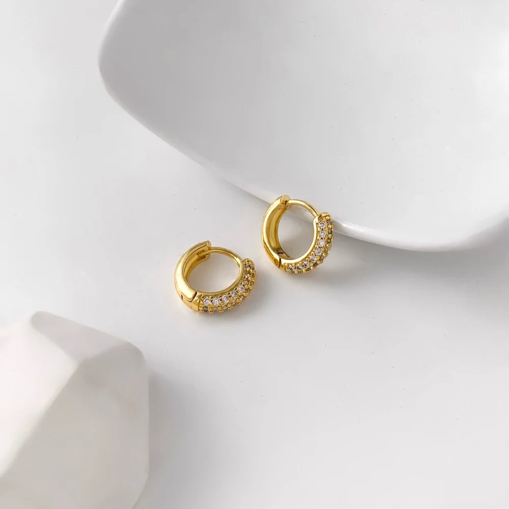 Mode CZ Zirkon Runde Huggie Creolen für Frauen Geometrische U Form Ohr Schnalle Hoops Vergoldet Edelstahl Schmuck