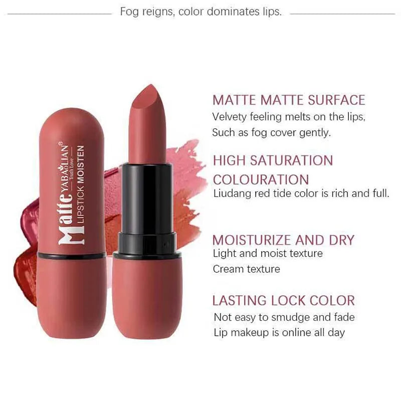Matter Lippenstift – Samtweiches Finish in 6 trendigen Farben