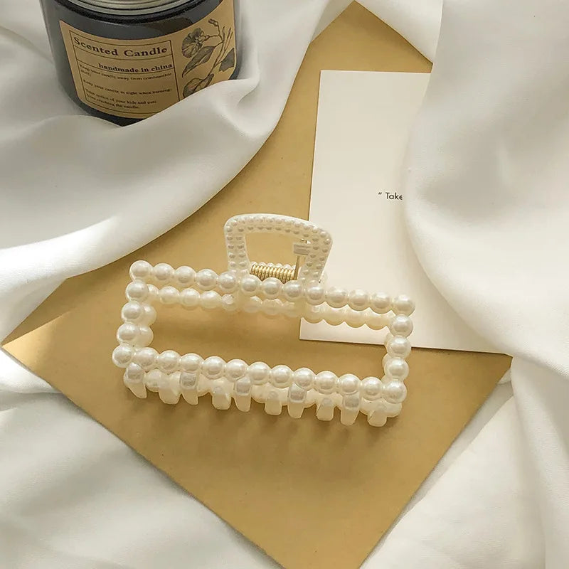 Koreanische Imitation Perle Haarnadeln Geometrische Haar Krallen Bad Große Fang Clip Shark Clip Zurück Kopf Haar Clip Frauen Haar Zubehör