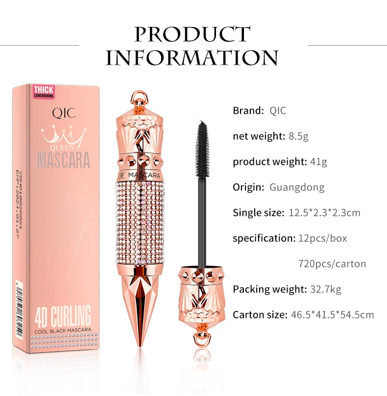 Mascara wasserdicht wisch fest längliche Wimpern Make-up-Tool, natürliche dicke Locken, Strass dekorative Schale
