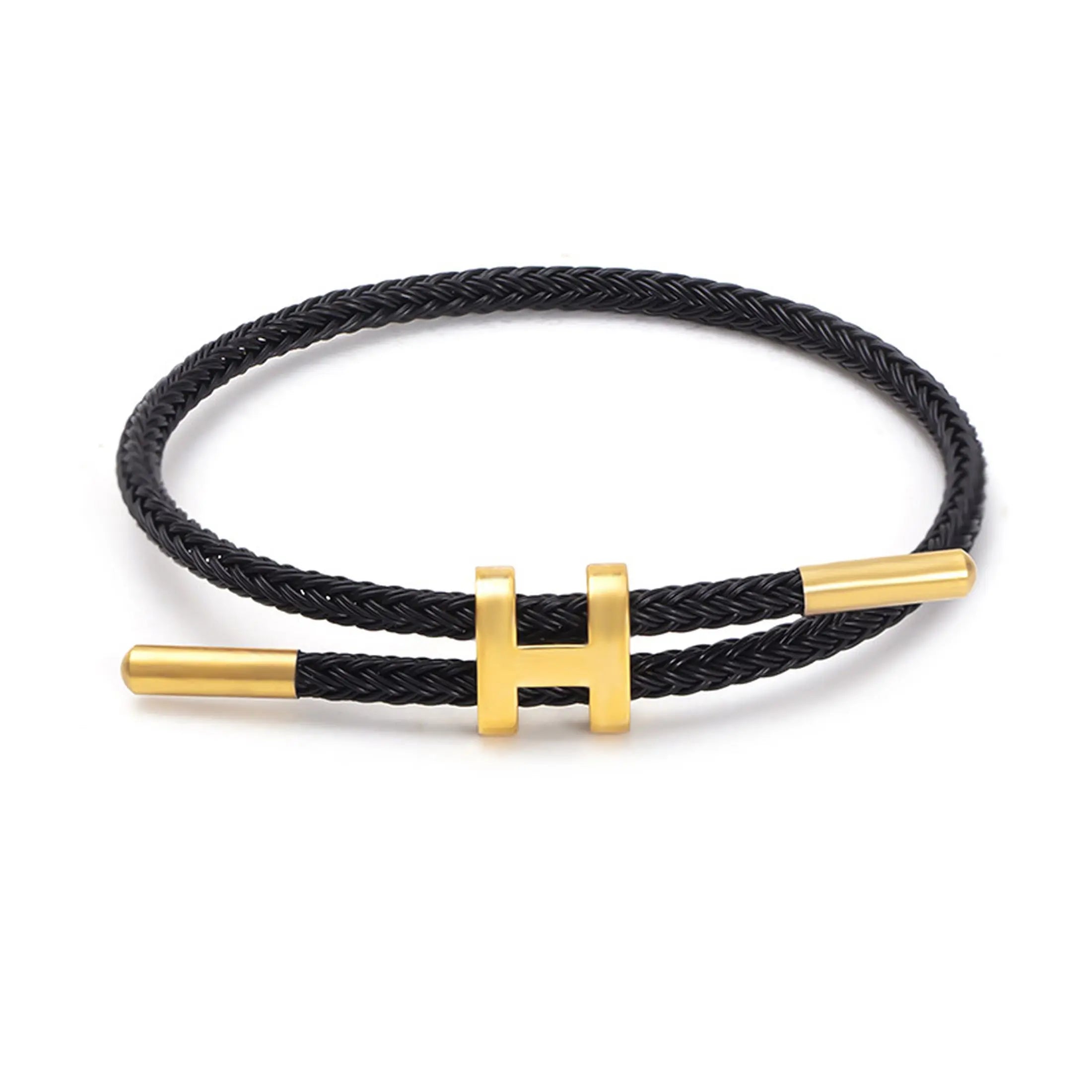 G&D Edelstahl vergoldetes einfaches H-förmiges verstellbares Hartseil-Armband, geeignet als Geschenk für den täglichen Gebrauch von Damen und Herren
