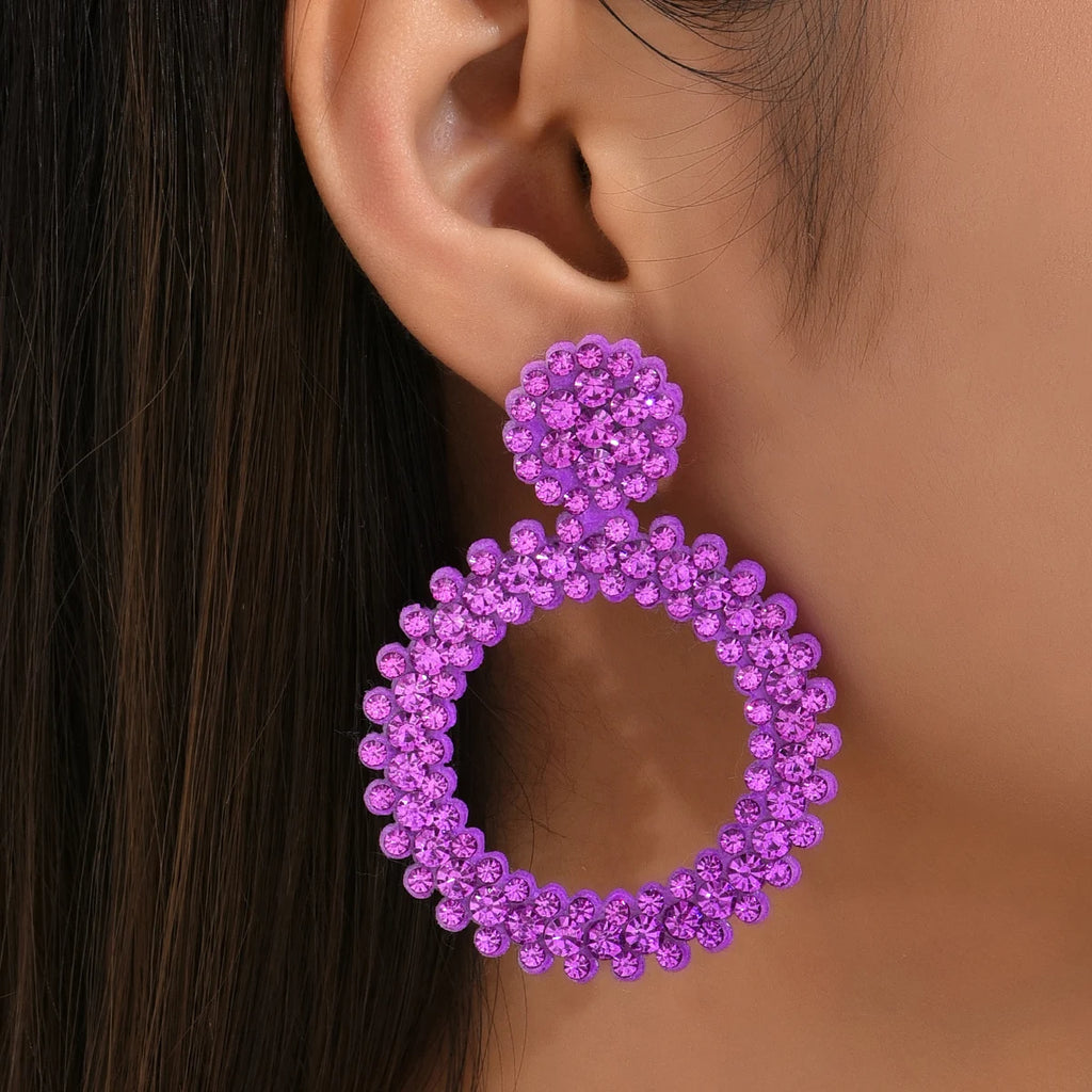 Handgemachte Punkt Diamant Tropfen Ohrringe für Frauen neue runde Mode schillernden Party Schmuck Geschenk