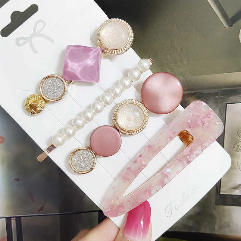 3/4 stücke Set Perle Haar Clip Für Frauen Koreanische Haarnadeln Geometrische Kristall Haar Barrettes Mädchen Hairgrip Haar Zubehör