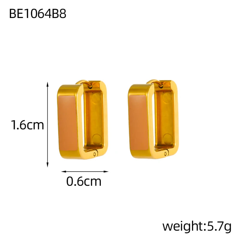 Glamour Jewelry Edelstahl tropfendes Öl schwarz weiß bunte Emaille-Creolen geometrische Emaille-Ohrstecker für Frauen