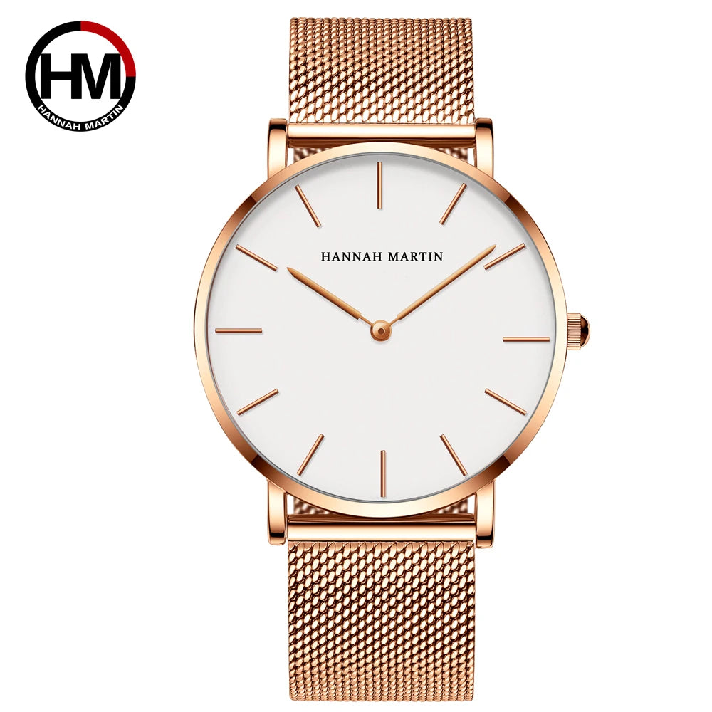 Hannah Martin Ultra Dünne Quarz Männer Uhr Edelstahl Mesh Uhren Männer Einfache Mode Business Japan Armbanduhr Uhr Männlich