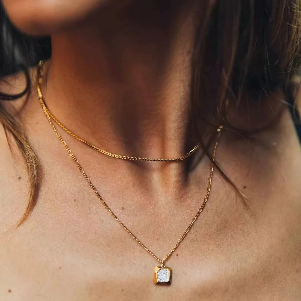 1,2mm Einfache Edelstahl Box Kette Halskette Gold Farbe Titan Stahl Männer Halskette Mode Frauen Schmuck Trend Zubehör