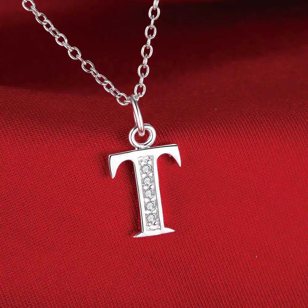 26 Buchstaben 925 Sterling Silber Halskette Anhänger Zirkon für Frauen exquisite Student Freundin Schmuck Zubehör Hochzeitsgeschenk