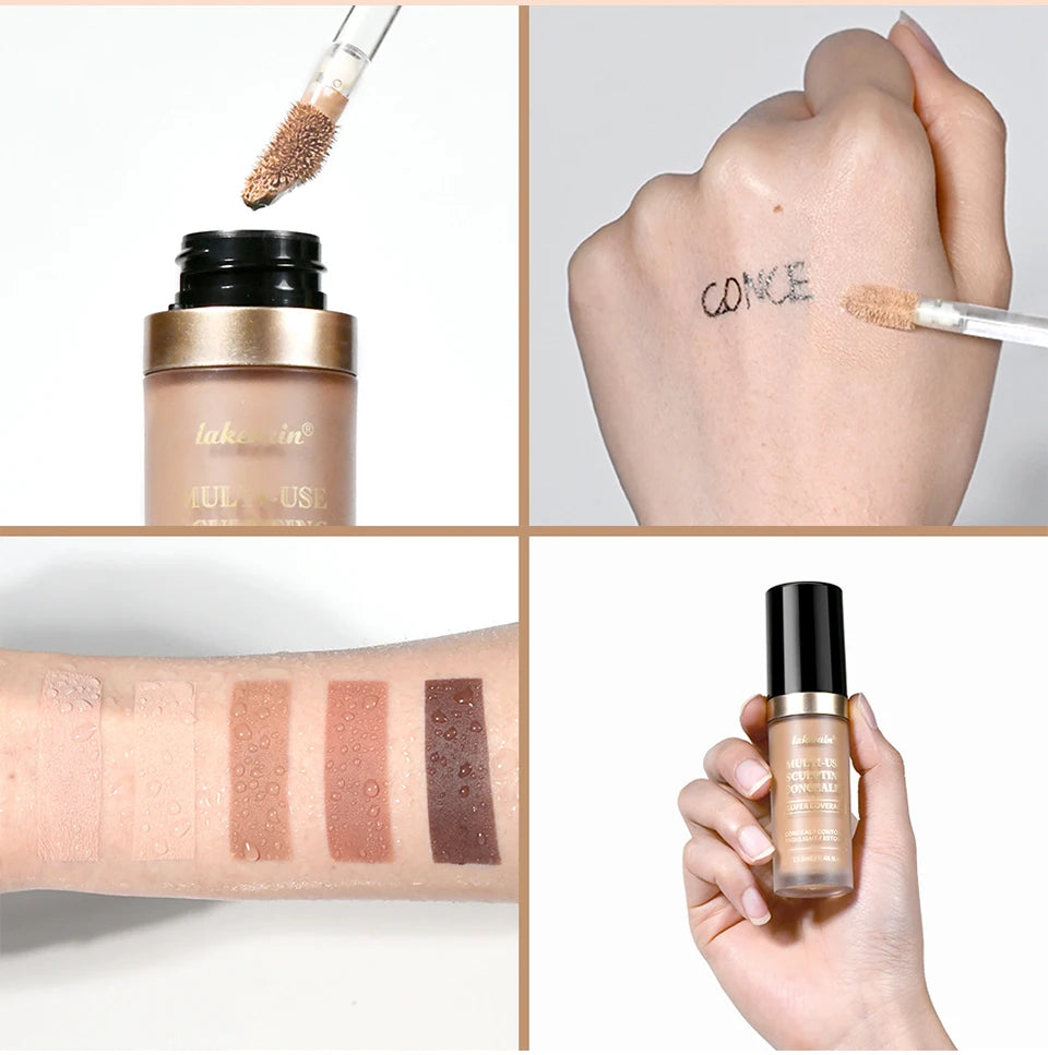 Lakerain 5-Farben-wasserfester Concealer, matt, hohe Deckkraft, ölkontrollierende Grundierung für Aknenarben und Augenringe, Kosmetika