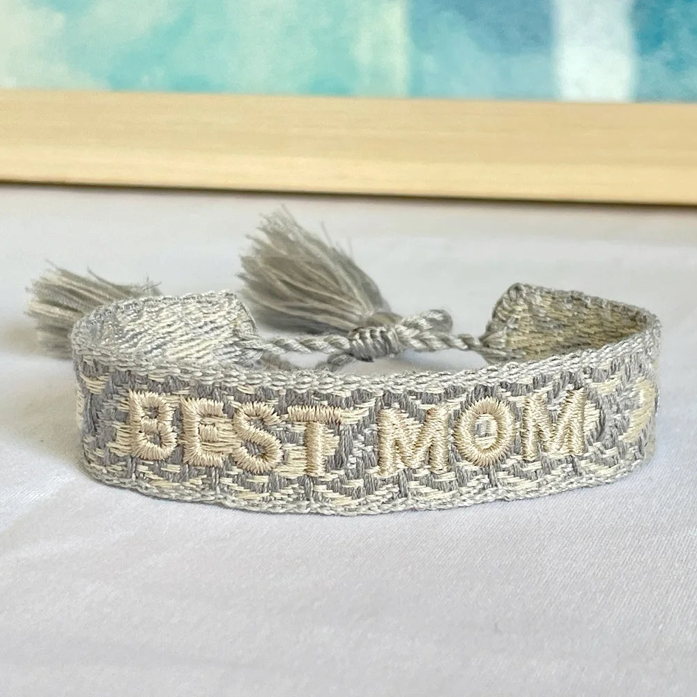 BEST MOM Stickerei-Armbänder, verstellbares Armband, Geschenk für Super-Mama