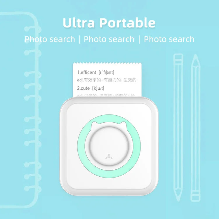 Tragbarer Mini-Thermodrucker, kabellos, BT 203 dpi, Fotoetikett, Memo, falsche Frage, Drucken mit USB-Kabel, tragbar
