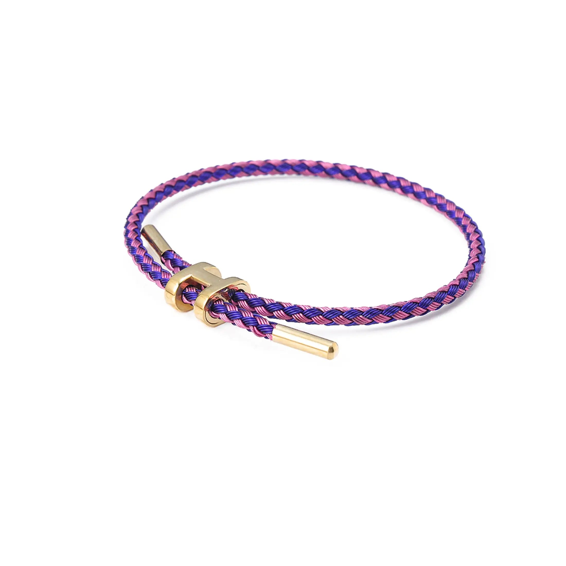 G&D Edelstahl vergoldetes einfaches H-förmiges verstellbares Hartseil-Armband, geeignet als Geschenk für den täglichen Gebrauch von Damen und Herren