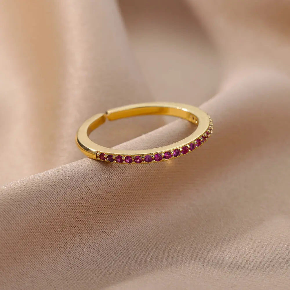 Mini Zirkon Grüne Ringe Für Frauen Edelstahl Gold Farbe Einstellbare Finger Ring Verlobung Hochzeit Weihnachten Schmuck Geschenk
