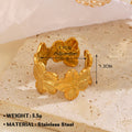 Elegante Edelstahl-Ringe mit großer Blüte für Frauen, 18 Karat Gold, PVD-beschichtet, offener Ring, Fingerschmuck, Hochzeit, ihr Geschenk, Punk