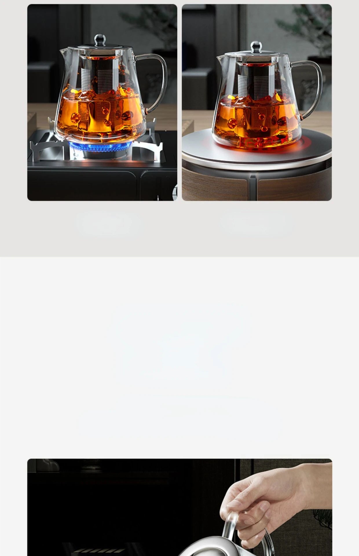 Hitzebeständige Glas-Teekanne mit Edelstahl-Sieb