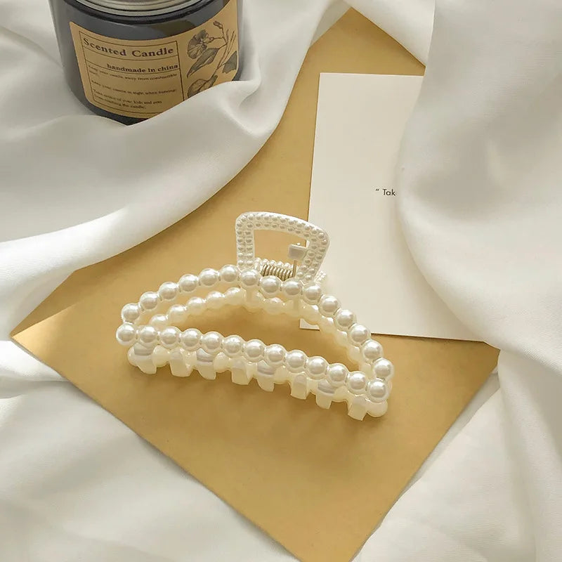 Koreanische Imitation Perle Haarnadeln Geometrische Haar Krallen Bad Große Fang Clip Shark Clip Zurück Kopf Haar Clip Frauen Haar Zubehör