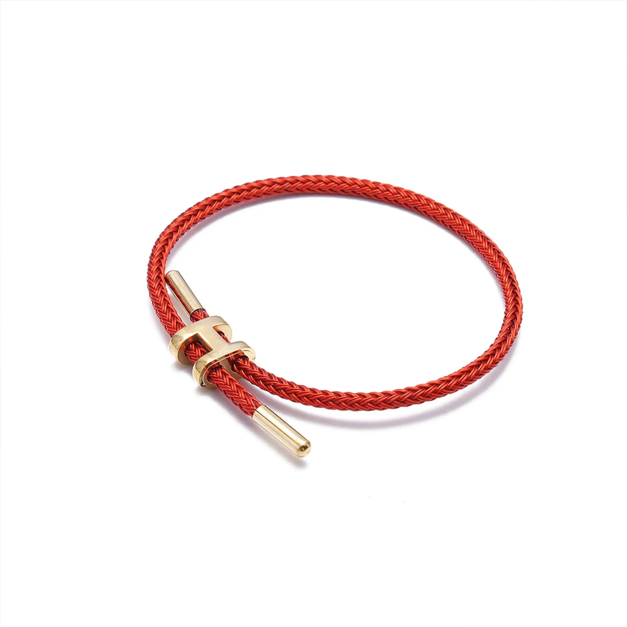 G&D Edelstahl vergoldetes einfaches H-förmiges verstellbares Hartseil-Armband, geeignet als Geschenk für den täglichen Gebrauch von Damen und Herren