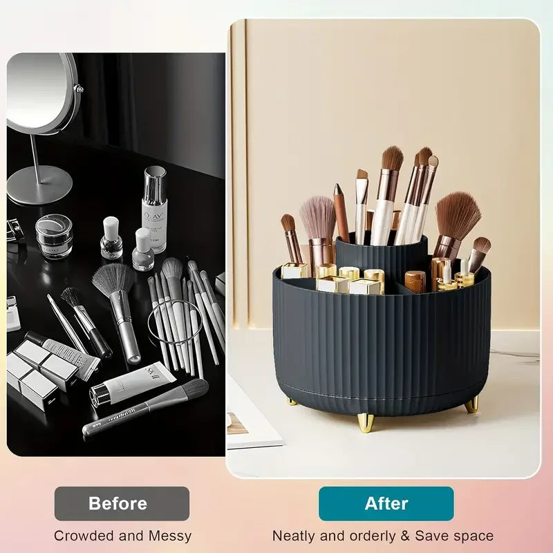 360 °   Rotierender 5-Slot-Make-up-Pinselhalter, Organizer, multifunktionale Schreibtischaufbewahrung, Kosmetikaufbewahrung für Waschtisch, Schreibtisch, Badezimmer