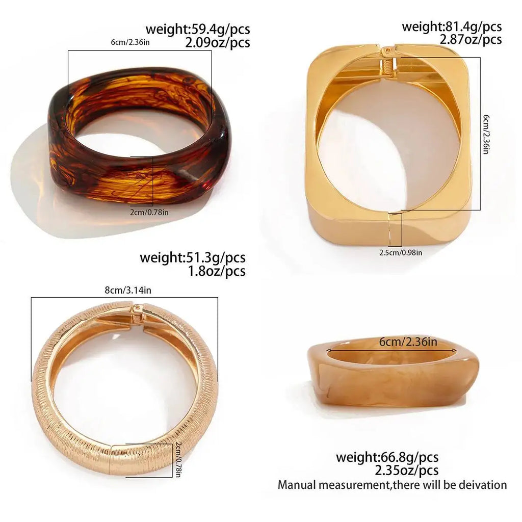 IngeSight.Z Vintage Unregelmäßige Geometrische Harz Breite Armreifen Armband für Frauen Hip Hop Punk Chunky Metall Armreifen Trendy Schmuck