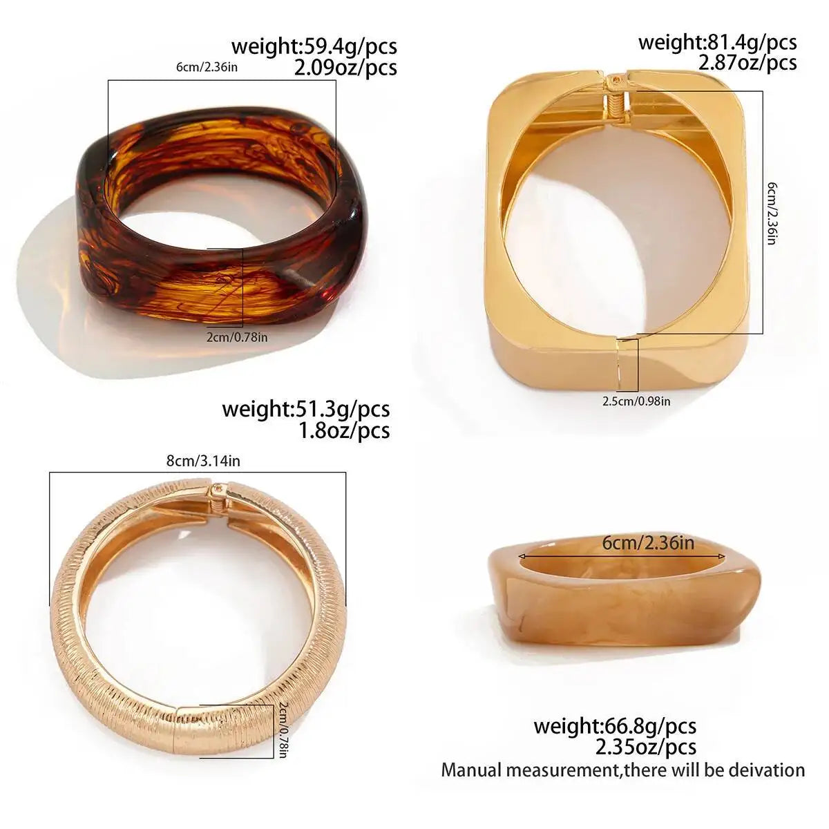 IngeSight.Z Vintage Unregelmäßige Geometrische Harz Breite Armreifen Armband für Frauen Hip Hop Punk Chunky Metall Armreifen Trendy Schmuck