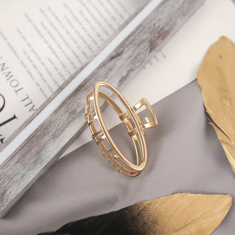 Mode Einfache Non Slip Mini Hohl Herz Metall Haar Klaue Clips Gold Geometrische Pony Barrettes Haar Kiefer Für Frauen Mädchen Täglich