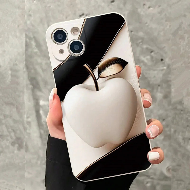 Luxuriöse Handyhülle mit Fruchtdruck für iPhone 16 15 14 13 12 11 X XR XS SE2 8 7 Plus Pro Max Mini Straight-Edge-Silikon-Rückseite