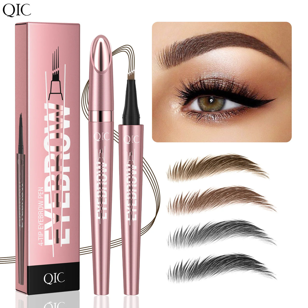 Augenbrauenstift mit 4 Gabelspitzen, 3D-Microblading, wasserfest, dunkelbraun, natürliche Farbe, feiner Strich, magischer Augenbrauenstift, 2024, neue Damen