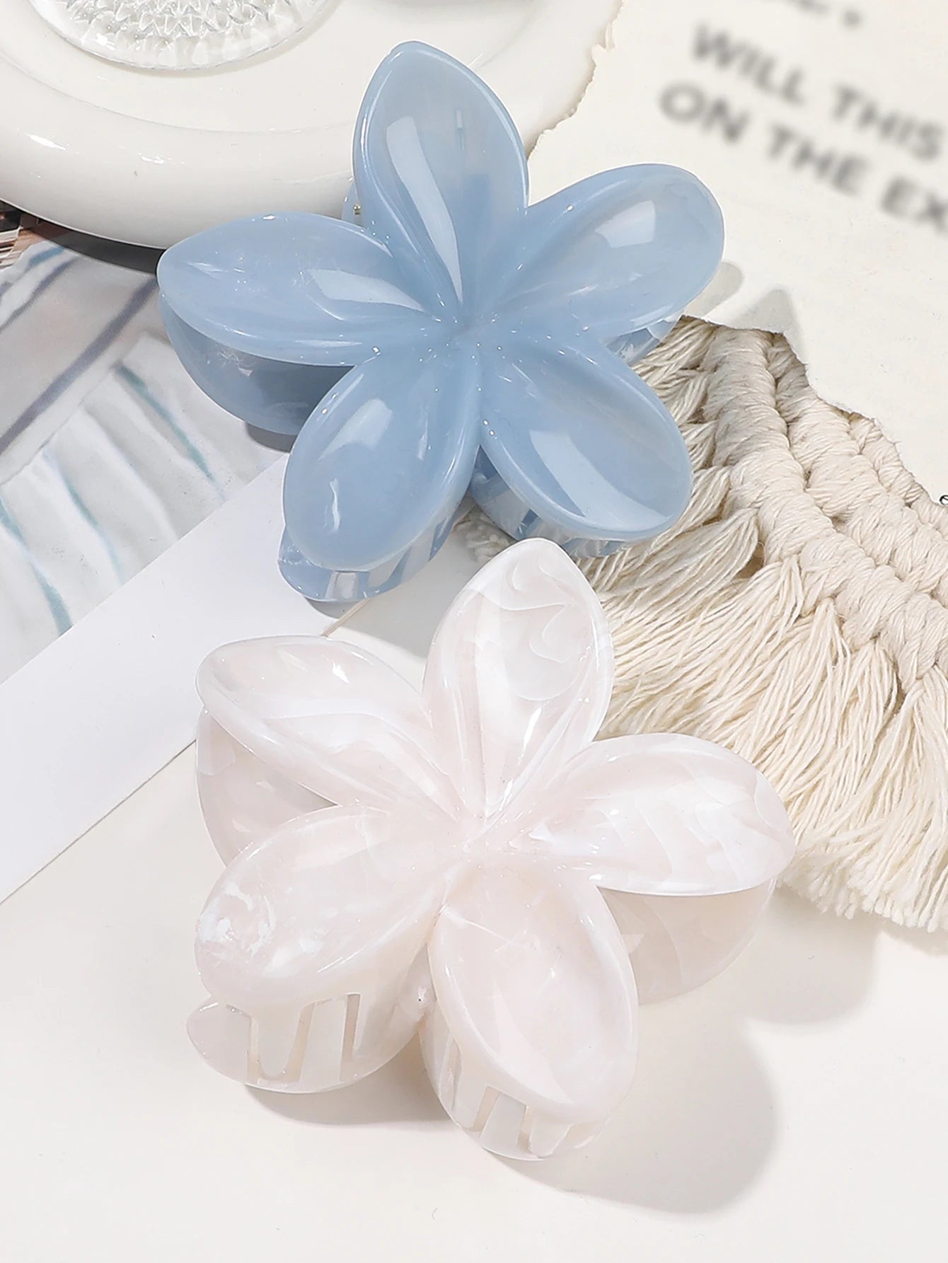 Hawaiianische Blumenkrallenklammern für Frauen, Blumen-Haarklammern mit Marmorader für dünnes Haar, süßer Strand-Haarschmuck