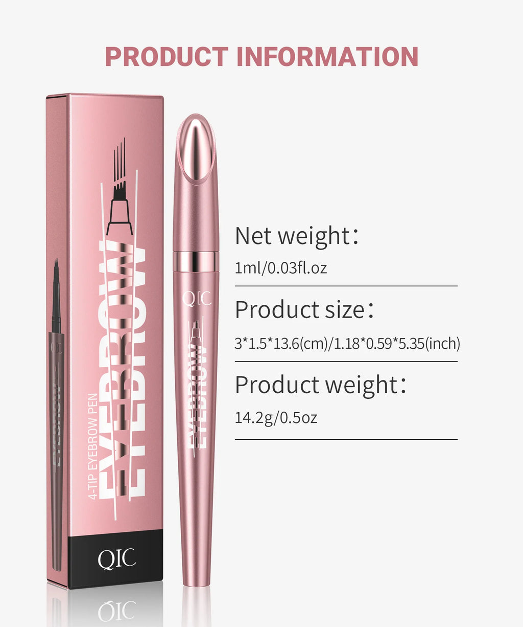 Augenbrauenstift mit 4 Gabelspitzen, 3D-Microblading, wasserfest, dunkelbraun, natürliche Farbe, feiner Strich, magischer Augenbrauenstift, 2024, neue Damen