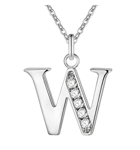 26 Buchstaben 925 Sterling Silber Halskette Anhänger Zirkon für Frauen exquisite Student Freundin Schmuck Zubehör Hochzeitsgeschenk