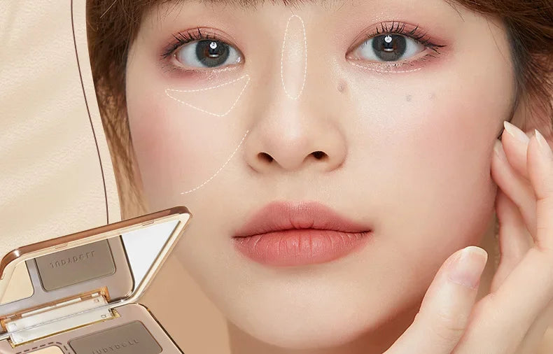 Judydoll Highlight Facial Contouring Palette Matte Brighten Dreidimensionaler Schatten Lasting Glow Shimmer Powder Cosmetics