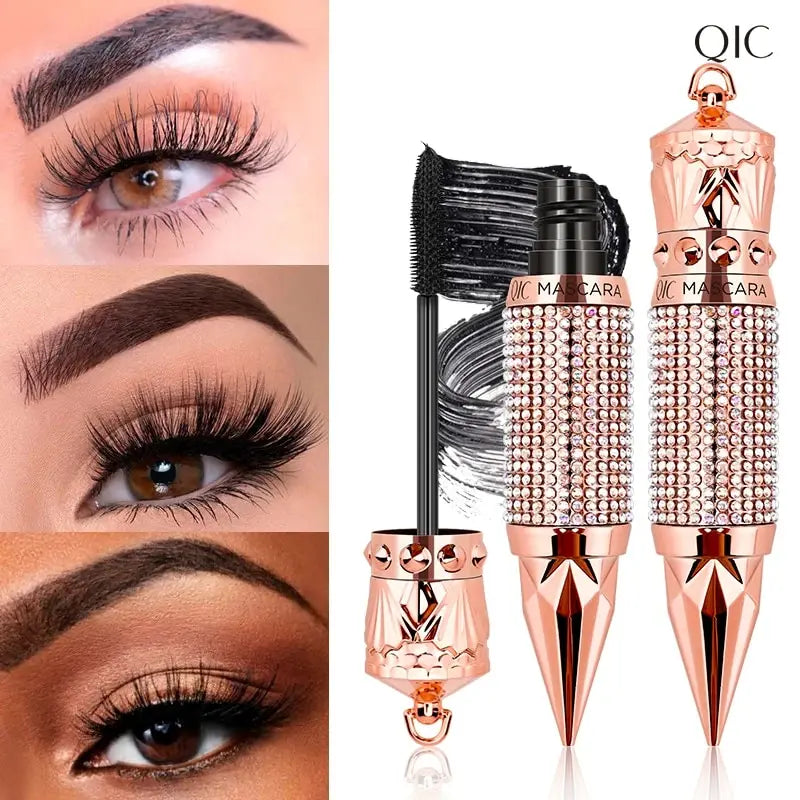 Mascara wasserdicht wisch fest längliche Wimpern Make-up-Tool, natürliche dicke Locken, Strass dekorative Schale