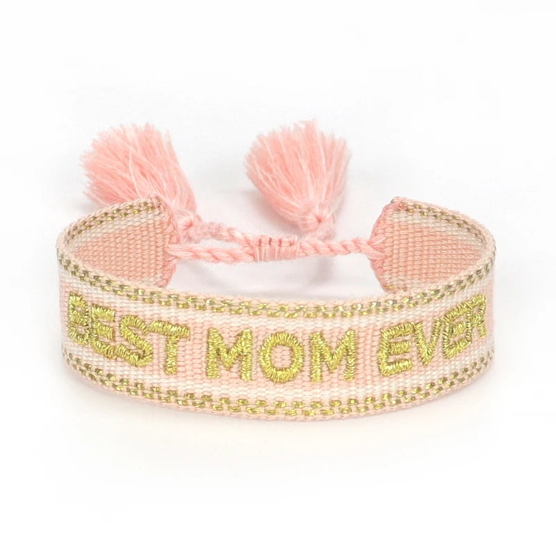 BEST MOM Stickerei-Armbänder, verstellbares Armband, Geschenk für Super-Mama