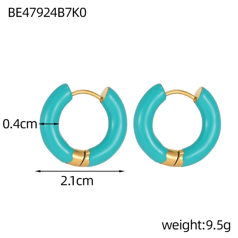 Glamour Jewelry Edelstahl tropfendes Öl schwarz weiß bunte Emaille-Creolen geometrische Emaille-Ohrstecker für Frauen