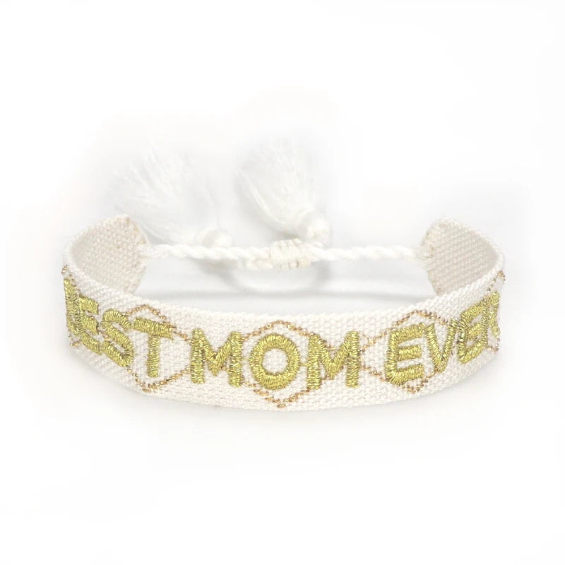 BEST MOM Stickerei-Armbänder, verstellbares Armband, Geschenk für Super-Mama